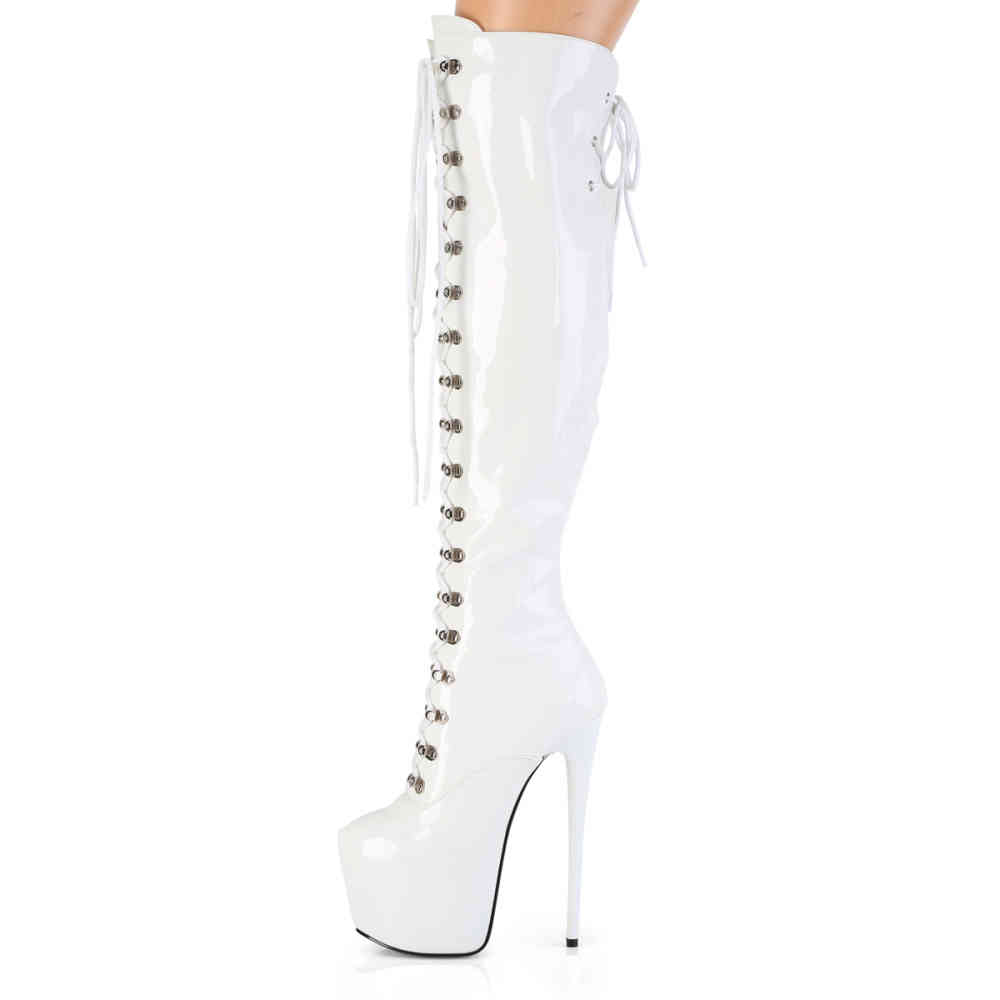 Pleaser - JUBILANT-3012 Bottes cuissardes Ã  plateforme - Blanc